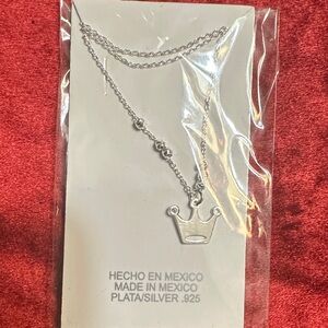 Silver Crown Pendant Necklace